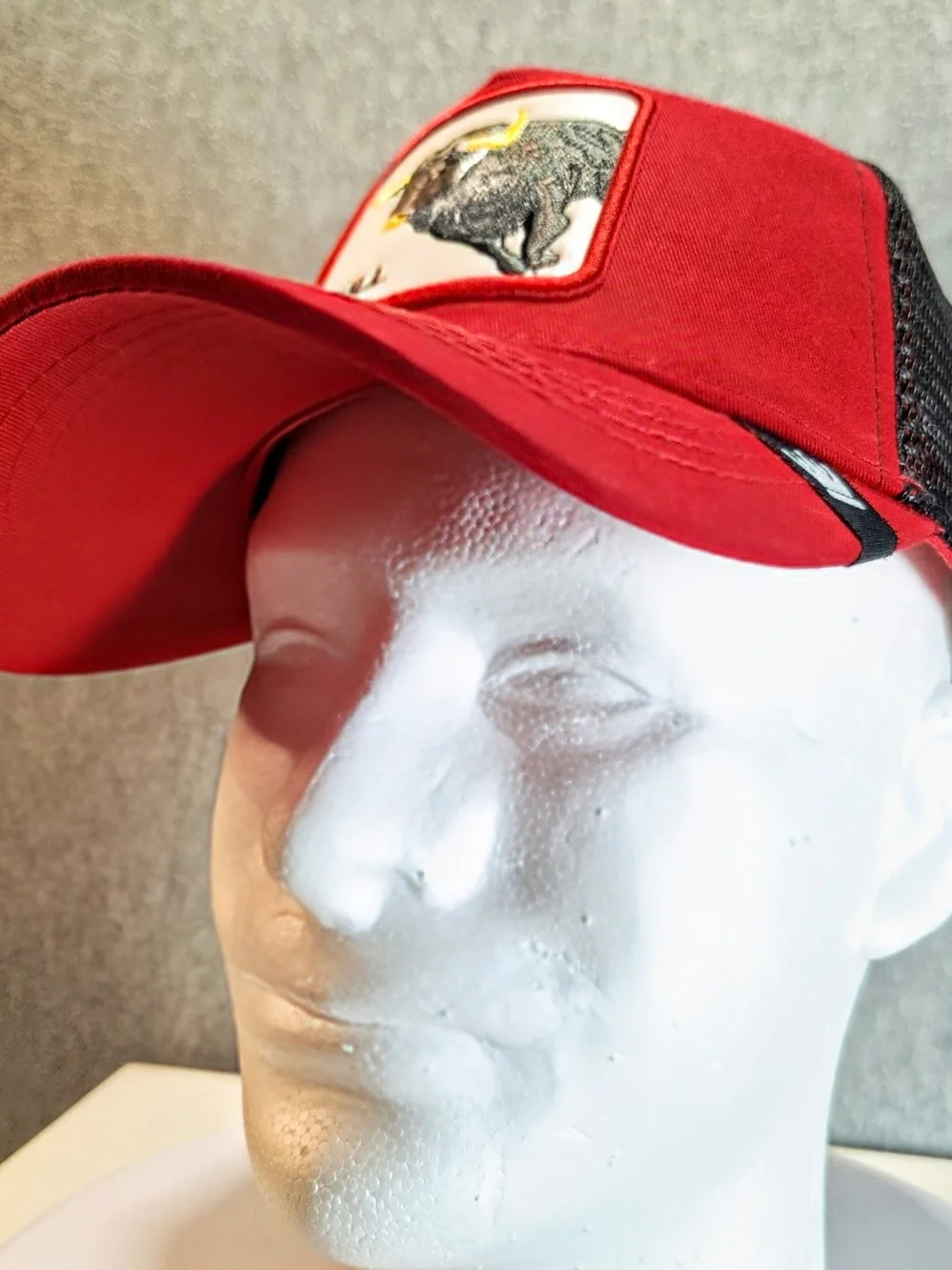 Red Raging Bull Embroidered Bull Patch Baseball Cap
